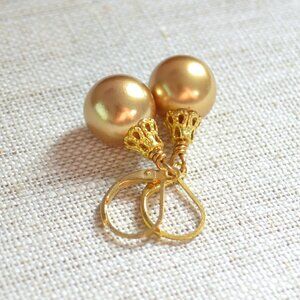 Gold Christmas Ornament Earrings - Hand Made in Canada